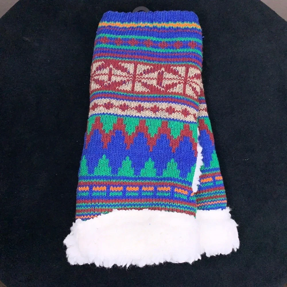 New Alotta Knits Knitted Texting Gloves Faux Sherpa Cozy Colorful Print